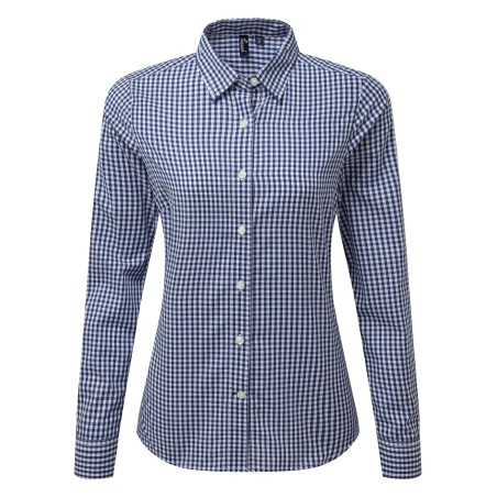 Large-check gingham shirt
