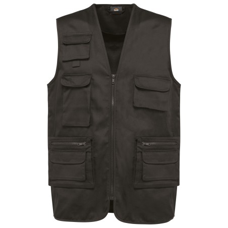 Unisex lined multi-pocket polycotton vest