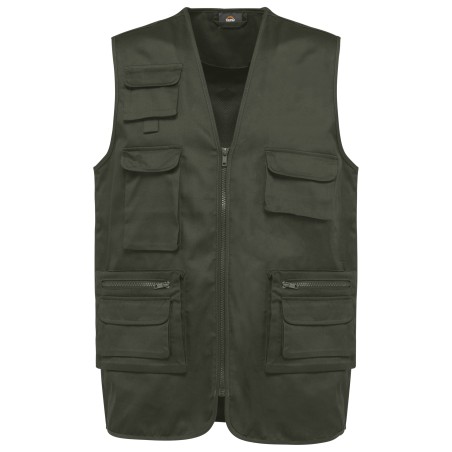 Unisex lined multi-pocket polycotton vest