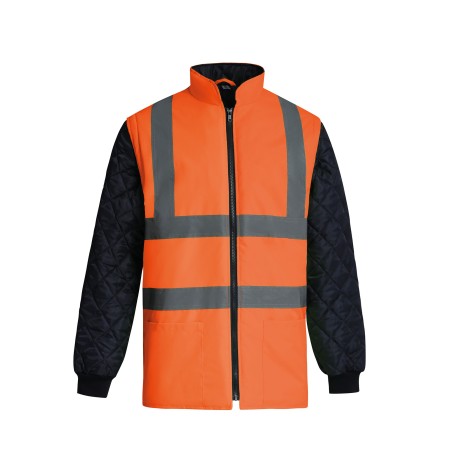 Hi-Vis Quilted Jacket with Detachable Sleeves