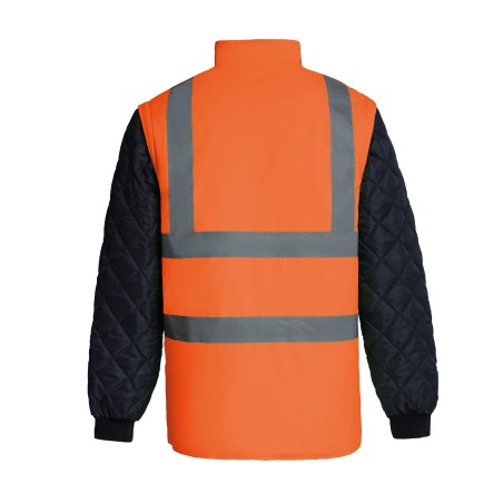 Hi-Vis Quilted Jacket with Detachable Sleeves