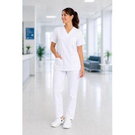 2 PIJAMA BLANCO SANITARIO + ZUECO BLANCO SANITARIO