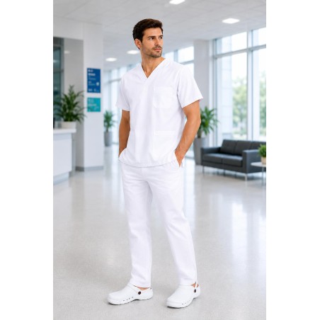 2 PIJAMA BLANCO SANITARIO + ZUECO BLANCO SANITARIO