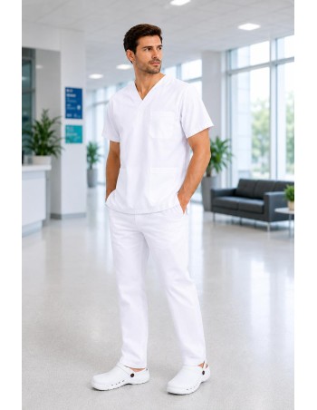 PIJAMA BLANCO SANITARIO UNISEX + ZUECO BLANCO SANITARIO 2