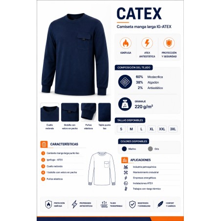 Camiseta ignífuga-Atex manga larga