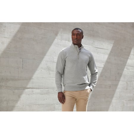 Unisex zipped neck sweatshirt