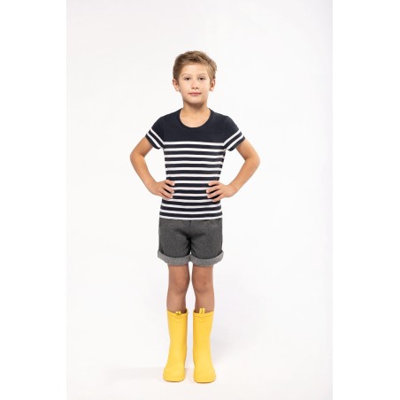 Camiseta marinera cuello redondo algodón orgánico niños