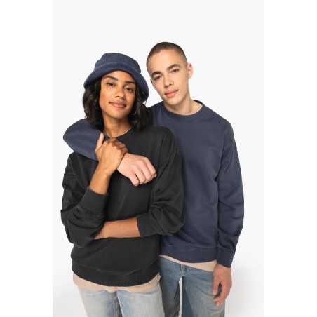 Sudadera ecorresponsable de cuello redondo efecto lavado oversize unisex