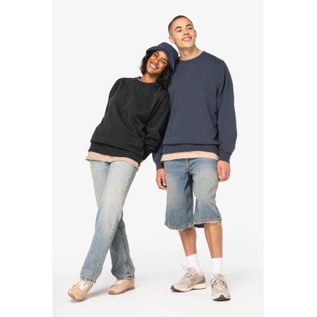 Unisex eco-friendly washed effect oversized crew neck sweatshirt