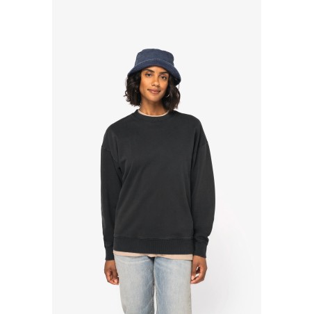 Sudadera ecorresponsable de cuello redondo efecto lavado oversize unisex