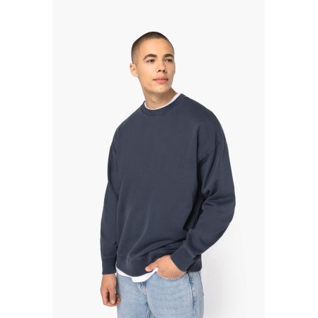 Sudadera ecorresponsable de cuello redondo efecto lavado oversize unisex