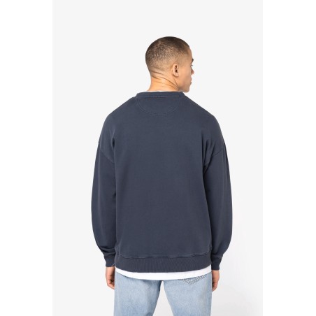 Sudadera ecorresponsable de cuello redondo efecto lavado oversize unisex