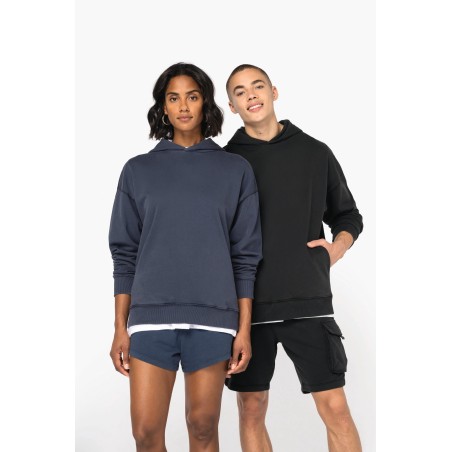 Sudadera ecorresponsable con capucha efecto lavado oversize unisex