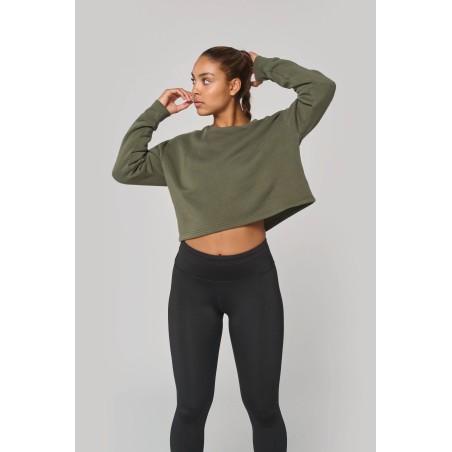 Ladies\\\' crew neck crop sweatshirt