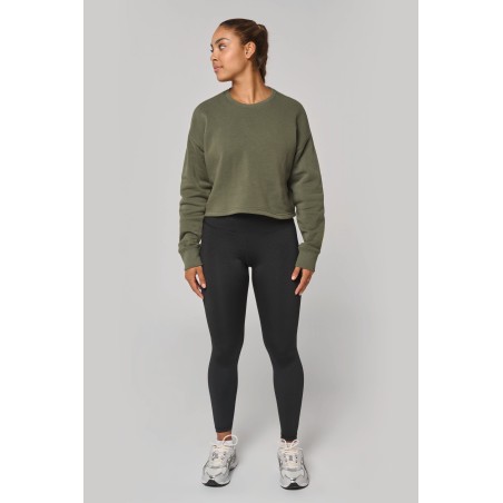 Sudadera crop cuello redondo mujer