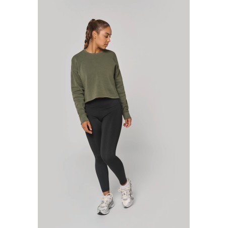 Sudadera crop cuello redondo mujer