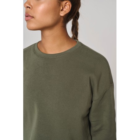 Sudadera crop cuello redondo mujer
