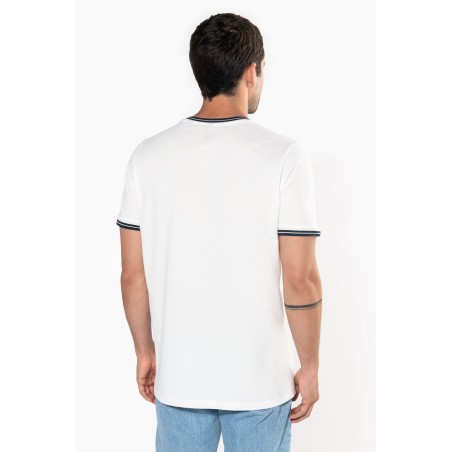 Camiseta de punto piqué con cuello redondo de hombre