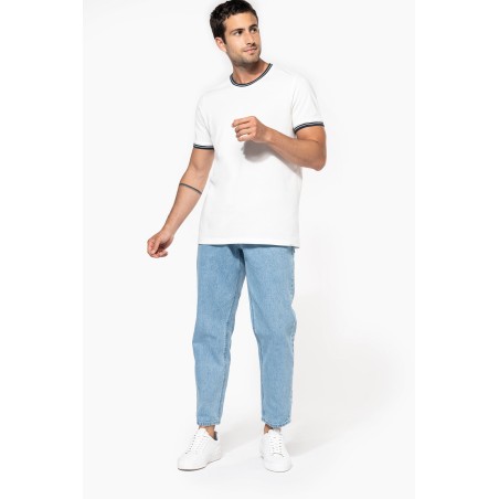 Camiseta de punto piqué con cuello redondo de hombre