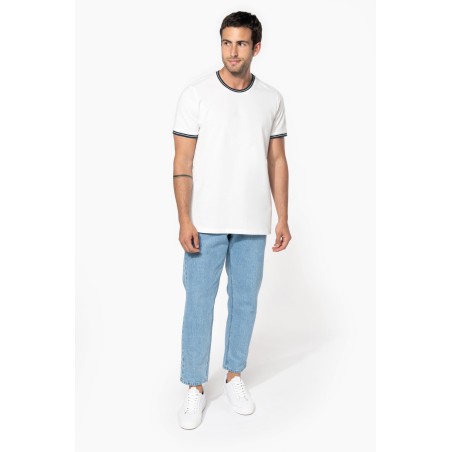 Camiseta de punto piqué con cuello redondo de hombre