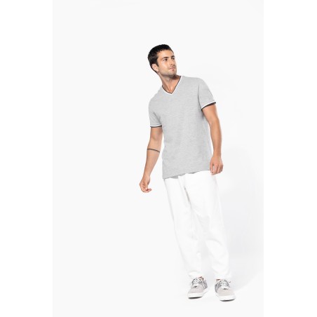 Camiseta de punto piqué con cuello de pico de hombre