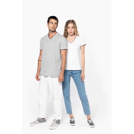 Camiseta de punto piqué con cuello de pico de hombre