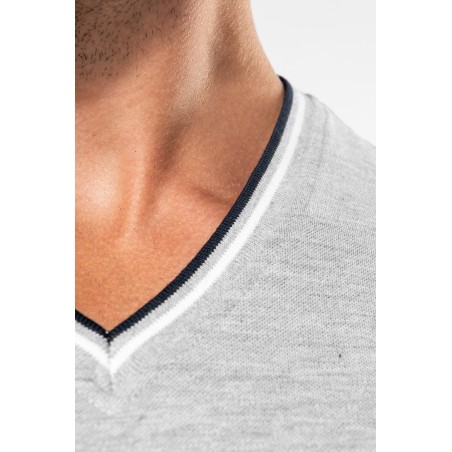 Camiseta de punto piqué con cuello de pico de hombre