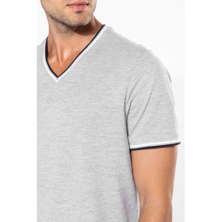 Camiseta de punto piqué con cuello de pico de hombre