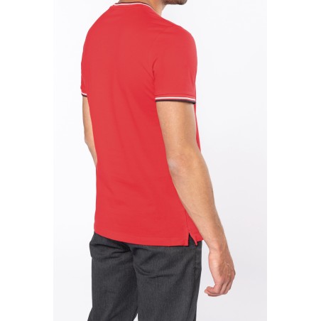 Camiseta de punto piqué con cuello de pico de hombre