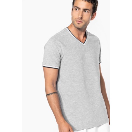 Camiseta de punto piqué con cuello de pico de hombre