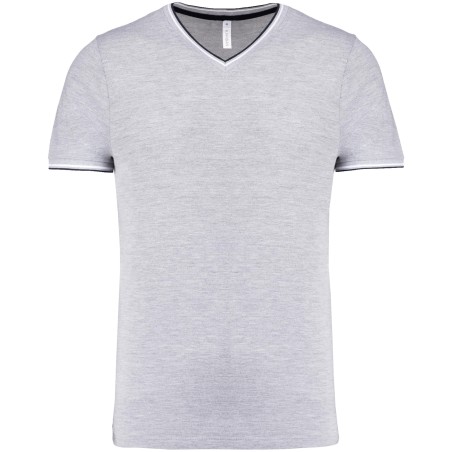 Camiseta de punto piqué con cuello de pico de hombre