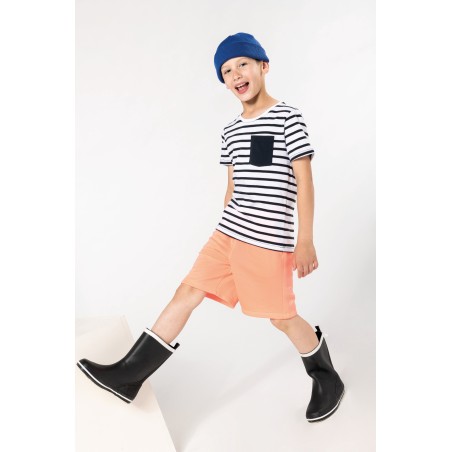 Camiseta Marinero a rayas con bolsillo manga corta para niños
