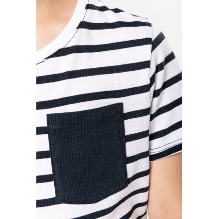 Camiseta Marinero a rayas con bolsillo manga corta para niños