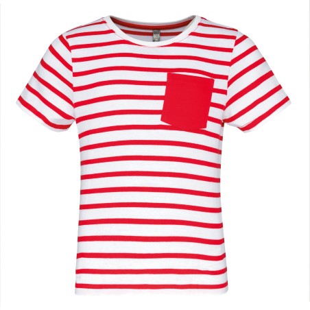 Camiseta Marinero a rayas con bolsillo manga corta para niños