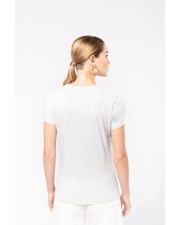 Camiseta de manga cota y cuello de pico mujer 2