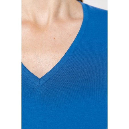 Camiseta de manga larga y cuello de pico mujer