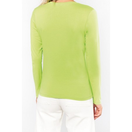 Camiseta de manga larga y cuello de pico mujer