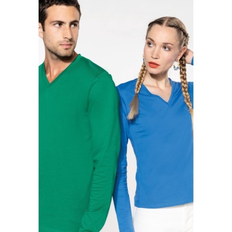 Camiseta de manga larga y cuello de pico mujer