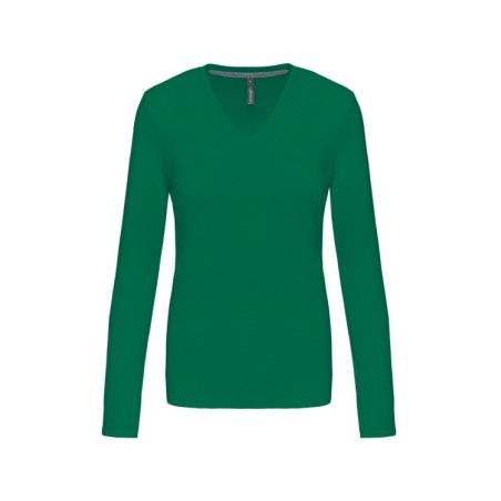 Camiseta de manga larga y cuello de pico mujer