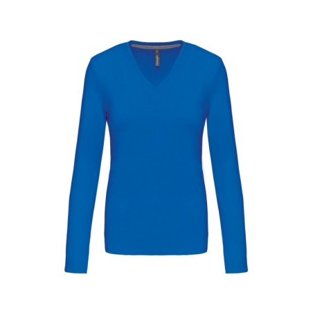 Camiseta de manga larga y cuello de pico mujer