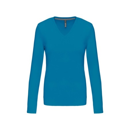 Camiseta de manga larga y cuello de pico mujer