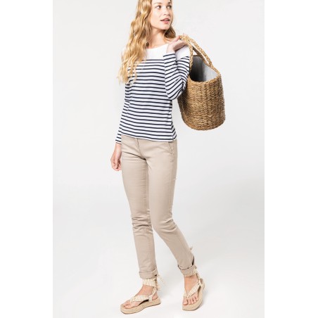 Camiseta marinera de manga larga de mujer