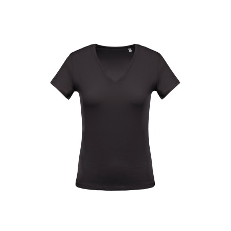 Camiseta con cuello de pico manga corta de mujer