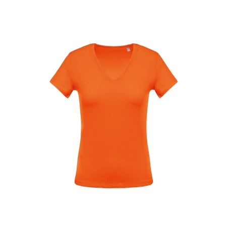 Camiseta con cuello de pico manga corta de mujer