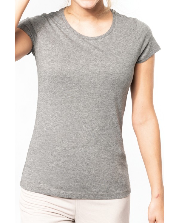 Camiseta de algodón orgánico cuello redondo de mujer