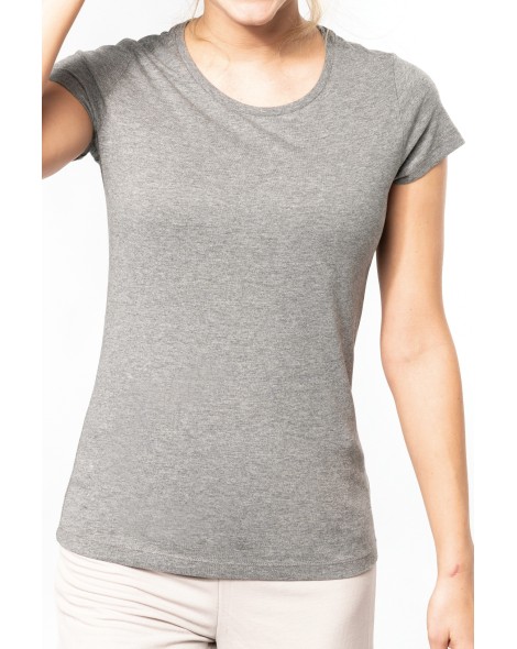 Camiseta de algodón orgánico cuello redondo de mujer