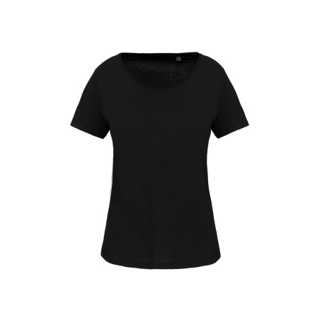 Camiseta orgánica con cuello sin costuras y manga corta mujer