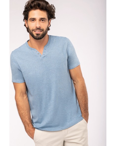 Camiseta Henley ecorresponsable manga corta - 140 g