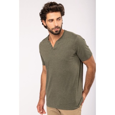 Camiseta Henley ecorresponsable manga corta - 140 g