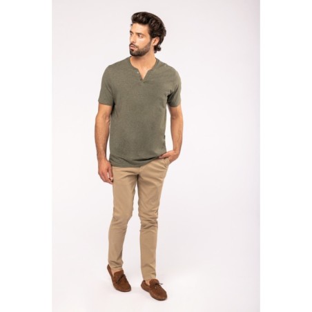 Camiseta Henley ecorresponsable manga corta - 140 g